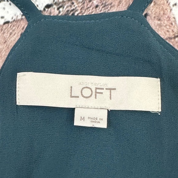 LOFT Deep Teal Green Sleeveless Tie‎ Waist Dress Casual Dress Size Medium - Picture 9 of 11